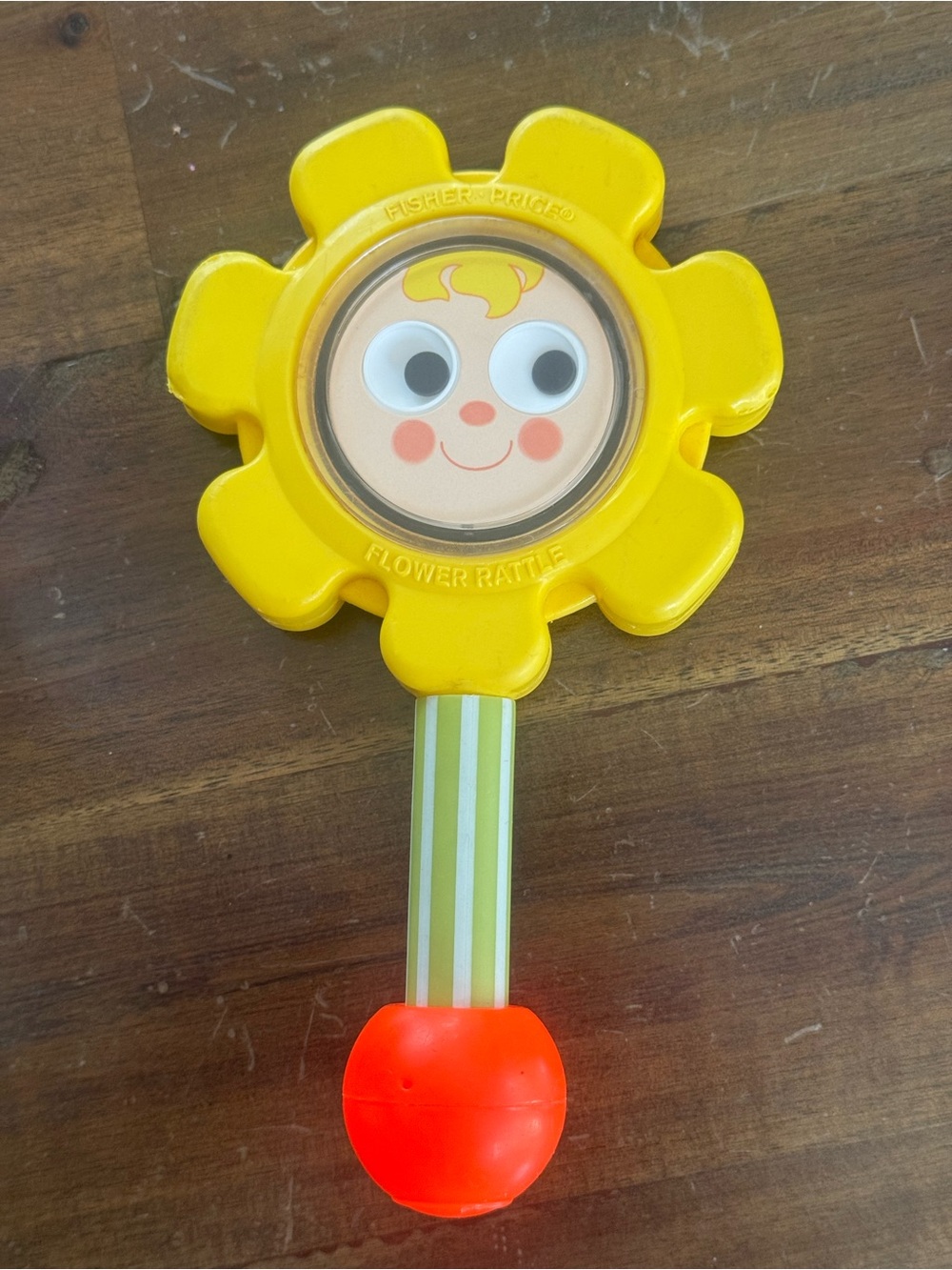 Fisher-Price Yellow Flower Rattle Toy - Baby Handheld Shaker 1973